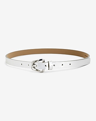Faux Leather Silver Buckle Belt | Express display picture 2