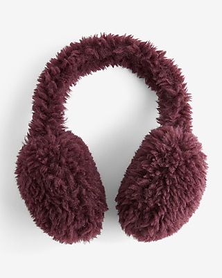 TEDDY EAR MUFFS:WINE:ONE SIZE