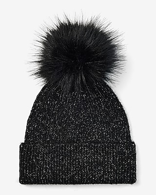 Metallic Knit Pom Beanie