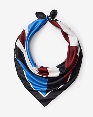 Satin Geo Color Block Print Scarf