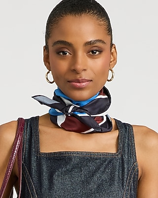 Satin Geo Color Block Print Scarf