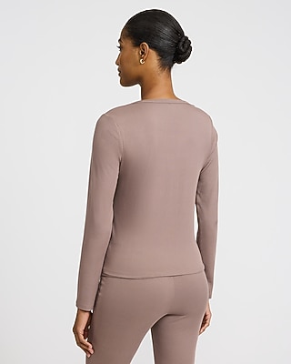 Square Neck Long Sleeve Snap Button Pajama Top