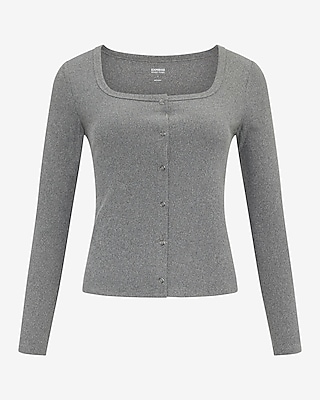 Square Neck Long Sleeve Snap Button Pajama Top