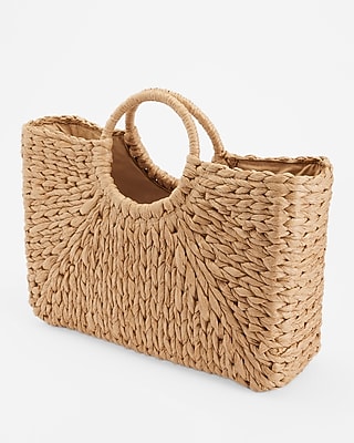 SQUARE RAFFIA TOTE:NATURAL:NS