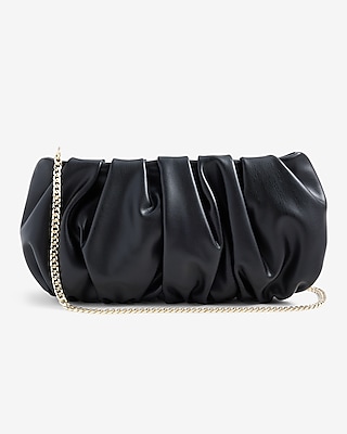 Faux Leather Ruched Shoulder Bag