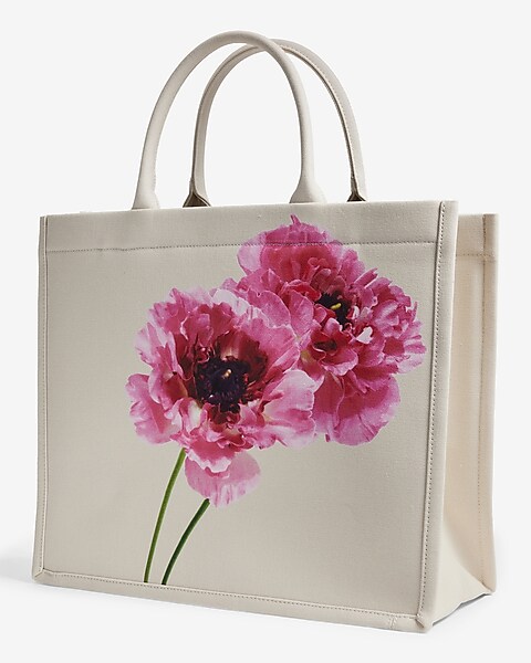 Ladies Flower Print Convenient Travel Can Be Folding Canvas Tote
