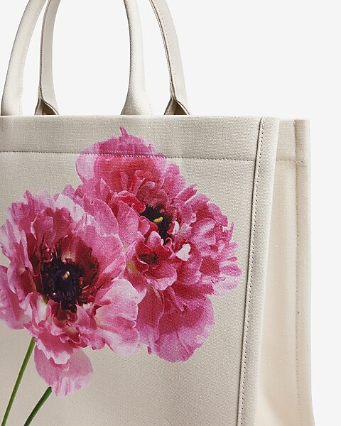 Canvas tote bag flower print, Simple Floral canvas tote bag with zippe –  DreHomeCrafts