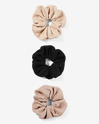 Set Of 3 Ribbed Ponytail Holders