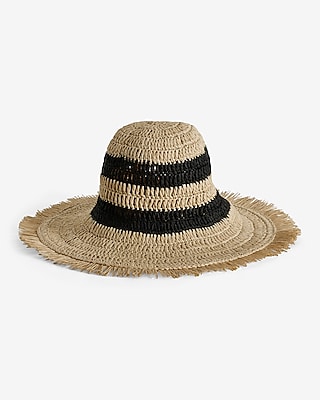 STRIPED BEACH HAT:STRIPE-BLACK:NS