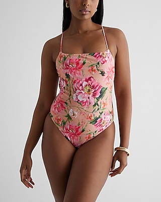 Strappy Lace-Up Body Contour One-Piece Swimsuit