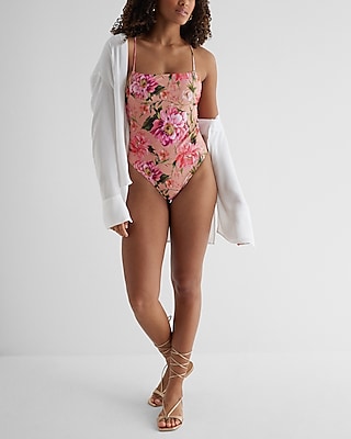 Strappy Lace-Up Body Contour One-Piece Swimsuit