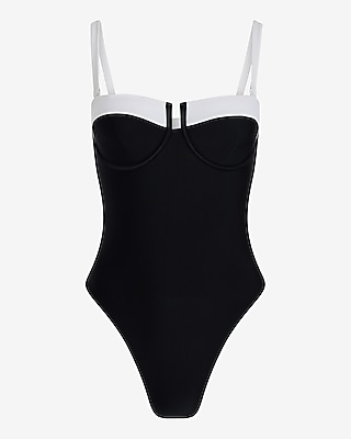 Color Block Balconette Body Contour One-Piece Swimsuit