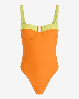 Color Block Balconette Body Contour One-Piece Swimsuit