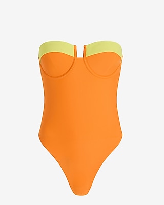 Color Block Balconette Body Contour One-Piece Swimsuit