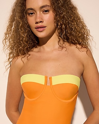 Color Block Balconette Body Contour One-Piece Swimsuit