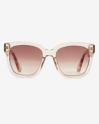 Express Clear Mauve Square Frame Sunglasses Clear Mauve Square Frame Sunglasses | Express main image 3