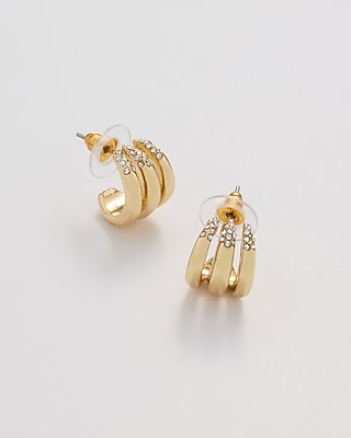 Mini Pave Rhinestone Hoop Earrings