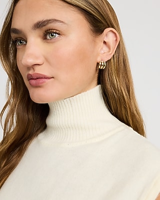 Mini Pave Rhinestone Hoop Earrings