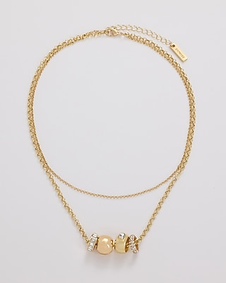 Double-Strand Rhinestone Multi Charm Necklace