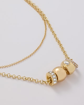 Double-Strand Rhinestone Multi Charm Necklace