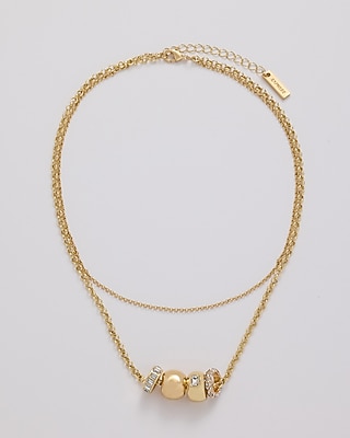 Double-Strand Rhinestone Multi Charm Necklace