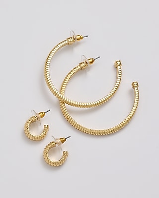 Texture Gold Hoop 2 Pack Earrings