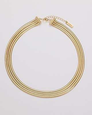 Triple-Strand Textured Gold Necklace