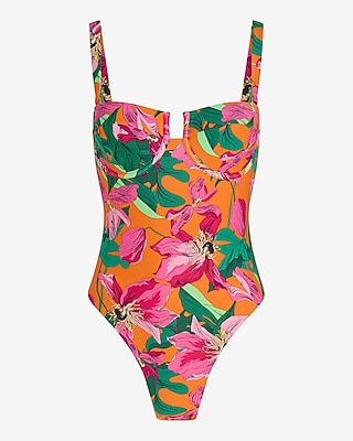 Floral Balconette Body Contour One-Piece Swimsuit