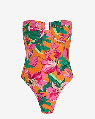 Floral Balconette Body Contour One-Piece Swimsuit