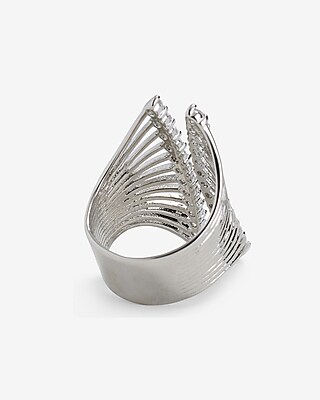 Rhinestone Curved Statement Ring