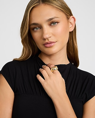 Textured Gold Heart Cocktail Ring