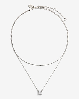 2 Row Rhinestone Pendant Necklace