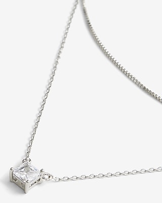 2 Row Rhinestone Pendant Necklace