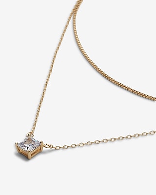 2 Row Rhinestone Pendant Necklace