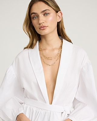 Layered Gold Paperclip Chain Necklace