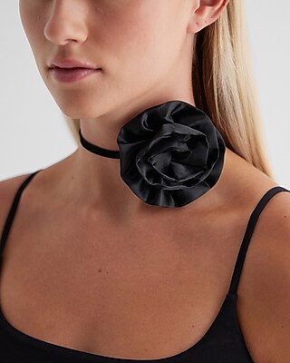 Satin Flower Choker Necklace | Express
