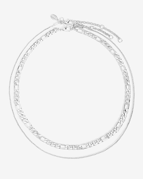 2 Row Silver Chain Necklace | Express