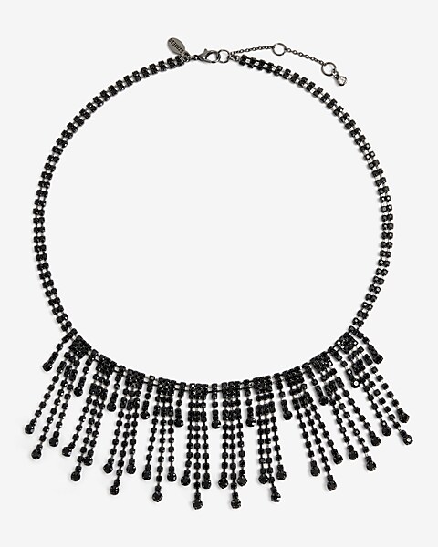 Black Rhinestone Choker Necklace Embellished Statement Choker