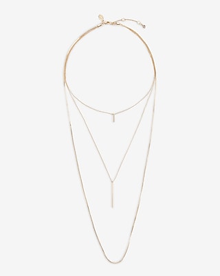 3 Row Layered Y Bar Necklace
