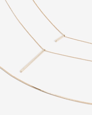 3 Row Layered Y Bar Necklace