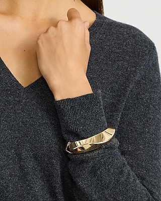 Chunky Gold Hinged Bangle Bracelet