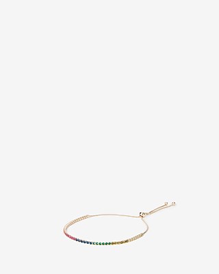 Cubic Zirconia Rainbow Pull-Cord Bracelet