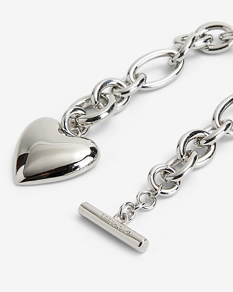 PORI JEWELERS .925 Sterling Silver Heart Charm Bracelet - For Women and  Girls - Toggle Lock - 7.5