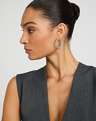 Pave Silver Huggie Earrings