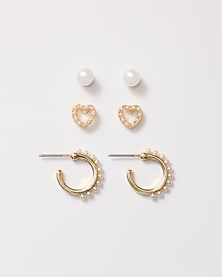 Gold Pearl Variety 3 Pack Earrings