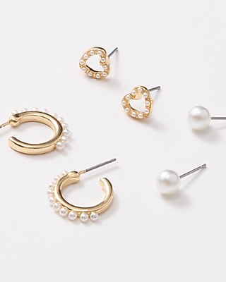 Gold Pearl Variety 3 Pack Earrings
