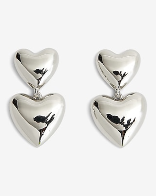 8 By YOOX DOUBLE HEART RHINESTONES EARRINGS, Silver Women's Earrings