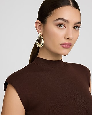 Open Hoop Drop Statement Earrings