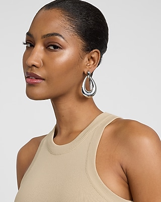 Open Hoop Drop Statement Earrings