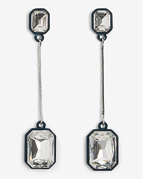Rhinestone Chain Double Drop Earrings